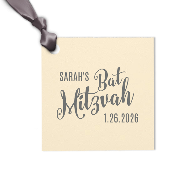 ForYourParty's elegant Poptone Yellow Luggage Gift Tag with Shiny Fuchsia Foil Color will give your Mitzvah party the personalized touch every host desires.
