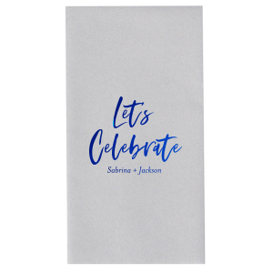Sprinkle cheer across your tables with the Festive Let's Celebrate Wedding Napkin. Bold and bright script sets off the party vibe, while your names and date below keep the memories close. A spirited touch for a day to remember!