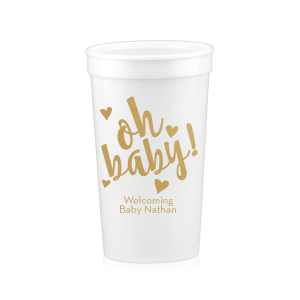 Expect good times with our Oh Baby Cup! Available in a variety of cup styles and colors, customize the design to with names and details to help welcome your own bundle of joy into the world.