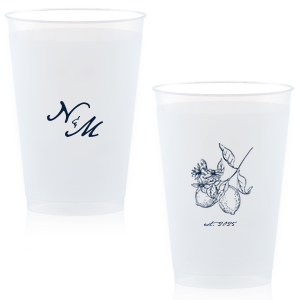 Cheers! Take a sip from this custom cup on your wedding day. Featuring a lemon graphic, this cup will enchant your guests and elevate your bar. 