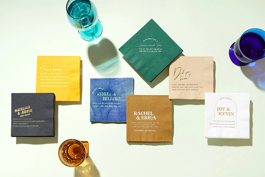 Fall Wedding Decor idea custom fun fact napkins