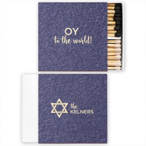 Personalized Natural Royal/Lt. Navy Triangle Matchbox with Shiny Sky Blue Foil Color has a Star 1 graphic and is good for use in Jewish Symbol or Star themed parties and will give your party the personalized touch every host desires.