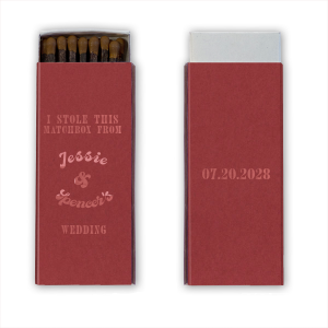 Spark conversation and smiles with the I Stole This Matchbox from Your Wedding Matchbox, a playful memento featuring "I stole this matchbox from (your names) wedding" alongside your personalized names and date. A cheeky treasure for your wedding guests to cherish.
