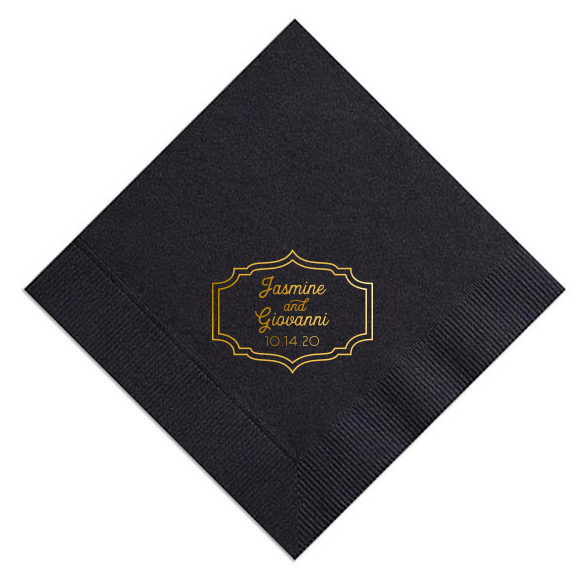 custom designed black and gold dinner napkin