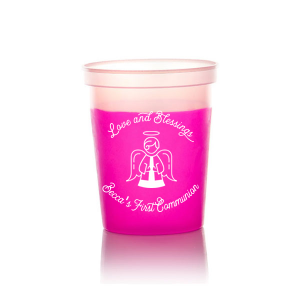 Our custom Light Pink 16 oz Stadium Cup with Matte White Ink Cup Ink Colors has a Angel graphic and is good for use in Holiday, Christmas, Christian Symbols themed parties and can't be beat. Showcase your style in every detail of your party's theme!