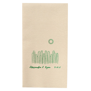 Create an impression that lasts all summer with the Southwest Cactus Napkin. The foil stamped napkin comes in your choice of styles and colors, making it easily customizable to math your unique vibe. Perfect for summertime weddings, engagements or home entertainment!