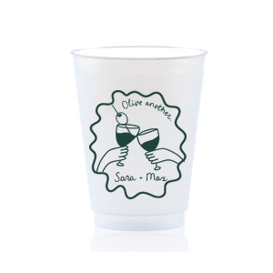 Celebrate one of a kind memories with the Olive Another Cheers Cup! The cheeky yet trendy design features a hand-drawn pair of cheersing glasses within a ribbon frame. Customize the design with your choice of text and foil stamp colors to best match your taste.