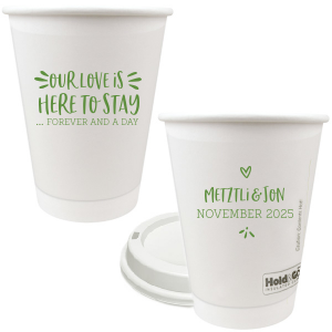 Cheers to endless love! With Here to Stay Wedding Cup, each sip reminds guests that your love isn't just for now, it's "forever and a day." The vibrant quote shouts energy, while your names and date add a sweet touch. Perfect for toasting a love that’s here to stay! 