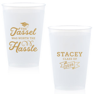 Raise a toast to hard work and success with the Worth The Hassle Graduation Cup. Bursting with energy and celebratory flair, this design captures the excitement of graduation. Perfect for honoring the graduate who knows the tassel was truly worth the hassle.
