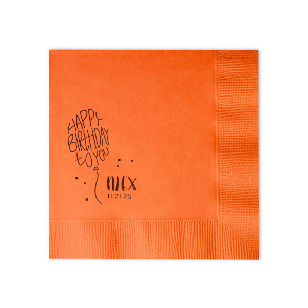 Raise the Happy Birthday Balloon Napkin high as a toast to fun, with 'Happy Birthday to YOU' cleverly crafted into a balloon shape. Tied with a string and sprinkled with confetti, it's a playful piece of art celebrating the honored guest's big day.