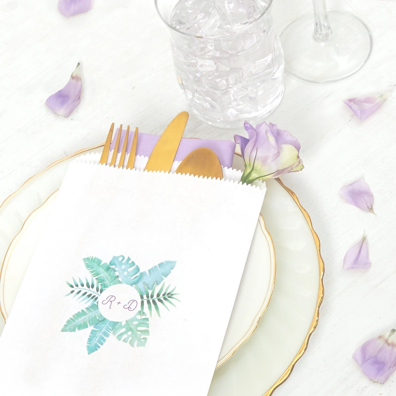 personalized wedding favor bag for wedding tablescape