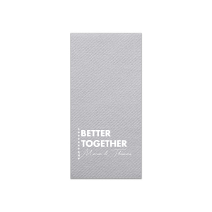 Our custom Pebble Cocktail Napkin with Matte White Foil has a Diamond Text Divider graphic and is good for use in Lovely Press themed parties and can be customized to complement every last detail of your party.