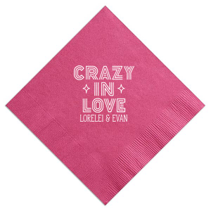 ForYourParty's elegant Watercolor Hibiscus Cocktail Napkin with Matte White Foil has a Crazy In Love graphic and is good for use in Wedding, Bridal Shower, Words themed parties and will make your guests swoon. Personalize your party's theme today.
