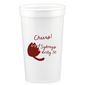Toast to another fabulous year with the Birthday Cheers Cat Martini Cup, showcasing a cute graphic of a cartoon cat holding a martini glass. Personalize this festive cup with your name, milestone birthday year, and a spirited "Cheers!" in a stylish script font—a purr-fect celebration accessory.