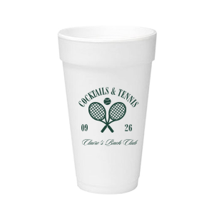 You'll love sipping from the Cocktails & Tennis Cup from our Country Club collection at your next party! The trendy and sporty design is perfect for outdoor summertime events and is available in a wide variety of colors and cup styles, personalizing it to your exact tastes. Featuring customizable text to add your own message, your guests will surely take notice.