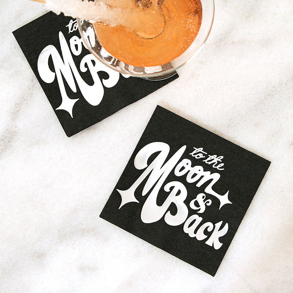 Black and silver party napkin