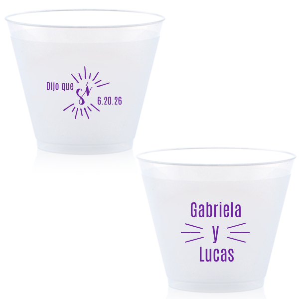 "Cheers to love with the Dijo Que Sí Cup , where 'Sí' beams brightly, symbolizing joyful affirmation. 'Y' artistically unites the couple's names, each side radiating with the warmth and vibrancy of a love celebrated in any language."