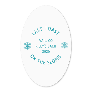 Add a personal touch to gifts with the Last Toast on the Slopes Label. Customize the text and color to your taste, making it perfect for winter functions or outdoor themed parties. The personal touch is sure to warm hearts!