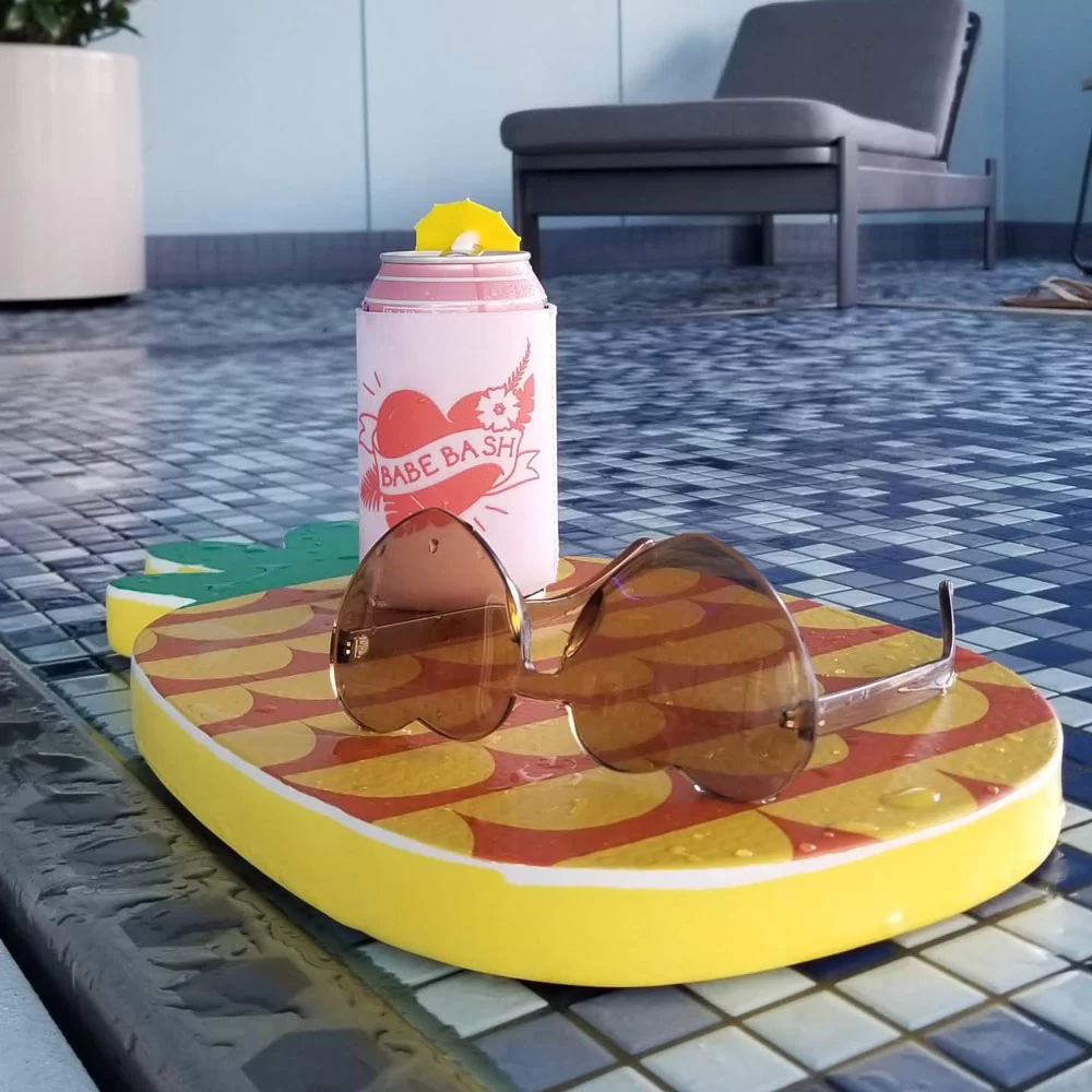 custom designed koozie for tiki themed bachelorette party