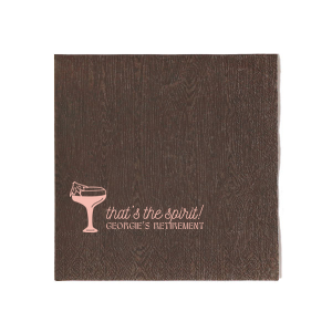 Embrace good vibes with the That's The Spirit Napkin, perfect for any festive occasion. The design showcases a delightful cocktail complete with a tiny umbrella, while the phrase "That's the Spirit!" in flowing script captures the essence of celebration. Personalize with your name below, making it ideal for birthday bashes, retirement send-offs, or wedding receptions.