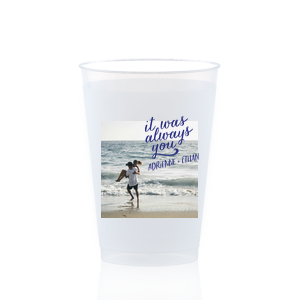 Our beautiful custom Matte Cobalt Ink Custom Photo 16 oz Frost Flex Cup with Matte Cobalt Ink Digital Print Colors has a It Was Always You graphic and is good for use in Words, Wedding themed parties and will look fabulous with your unique touch. Your guests will agree!