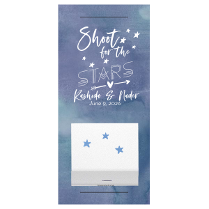 Light up your celebration with the Shoot for the Stars Wedding Sparkler Sleeve. This energetic design, featuring twinkling stars and a heart-pierced arrow, encourages guests to aim high and celebrate love's bright future. Perfect for adding a magical touch to significant moments, from the first dance to the grand exit. Let your love story sparkle under the stars!
