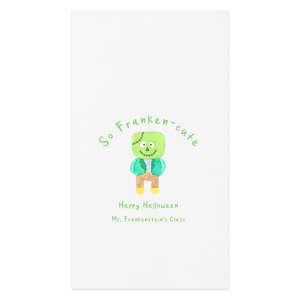 Customize the So Franken-Cute Napkin for your Halloween party! Featuring a full color design of Frankenstein, you can personalize with your class name for a school Halloween party, or your own name if you are having a Halloween party at home.