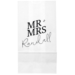The Bold Mr. + Mrs. Party Bag is a perfect addition to your next weeding or momentous party event. The trendy and popular design features your choice of customizable text to best personalize your own message.