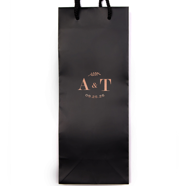 Personalized Black Gift Bag with Shiny Rose Gold Foil will add that special attention to detail that cannot be overlooked.