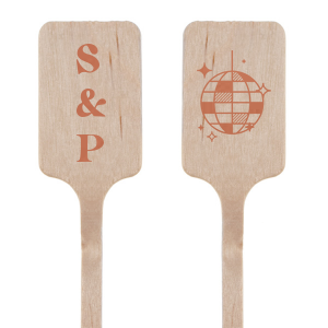 ForYourParty's elegant Satin Copper Penny Rectangle Stir Stick with Satin Copper Penny Foil has a Disco Ball graphic and is good for use in Birthday, New Years, Trendy themed parties and can be customized to complement every last detail of your party.