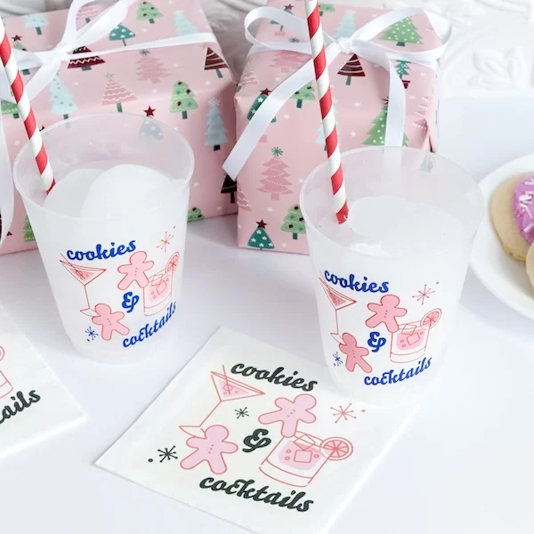 Cookies and Cocktails frosted party cups