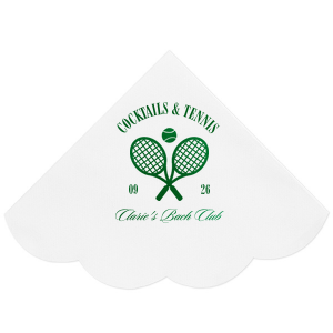Warm weather means more time on the court, so pair your next outdoor event with the Cocktails & Tennis Napkin from our Country Club collection. The sporty design gives off club house vibes perfect for making your special occasion feel more exclusive. The foil stamped design is customizable in your choice of text and colors to best show off your impeccable tastes.