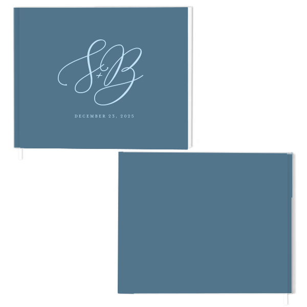 The ever-popular White Portrait Guest Books with Foil with Matte Stone Blue Ink Digital Print Colors and Shiny 18 Kt Gold Guest Book Foil will look fabulous with your unique touch. Your guests will agree!