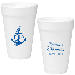The Sailboat Nautical Nuptial Cup makes a splendid addition to toasting on the coast! Featuring a two-sided design, the anchor graphic makes for great maritime or coastal themed events. Customize the opposing side's text to convey your own heartfelt message! 
