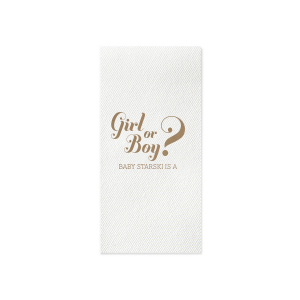 If you are celebrating a baby shower or gender reveal party, this napkin is a creative way to have people guess. Customize with the your last name and have your guests guess what your baby will be. 