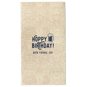 The ever-popular White Cocktail Napkin with Shiny 18 Kt Gold Foil has a Brew graphic and is good for use in Drinks themed parties and can be personalized to match your party's exact theme and tempo.
