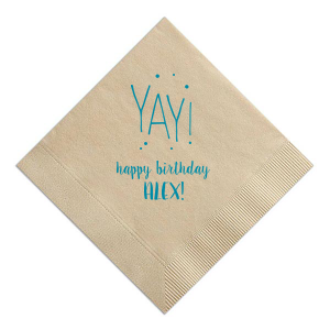 ForYourParty's chic Sunflower Cocktail Napkin with Satin Teal / Peacock Foil Color has a Yay graphic and is good for use in Words themed parties and couldn't be more perfect. It's time to show off your impeccable taste.