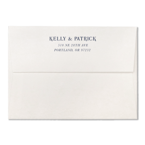 Custom White A7 Economy Envelope with Shiny 18 Kt Gold Foil has a Peony Flourish graphic and is good for use thank you cards and can be personalized to match your party's exact theme and tempo.