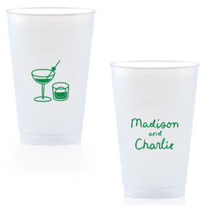 Add a splash of fun with the Cocktail Hour Couples Cup. Featuring text personalized to your name in the screen print ink color of your choice, the popular design is perfect for anniversaries, retirements and engagements!