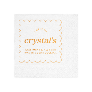 This cheeky napkin is the perfect souvenir for your awkward post-party visit to that special someone's apartment. With a tongue-in-cheek message and a playful design, this napkin is sure to get a laugh out of your friends. So, whether you left with a one-night stand or a lifelong friendship, this napkin will make it a night to remember!