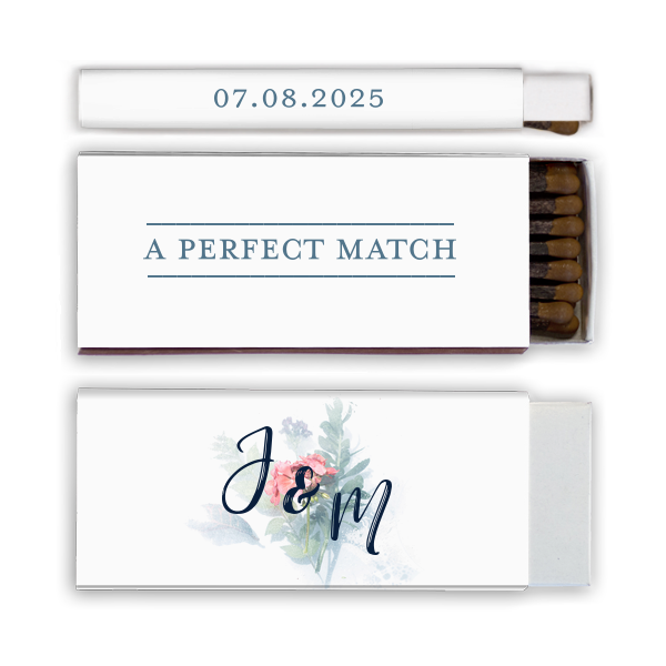 Our custom White Square Custom Photo Matchbox with Matte Stone Blue Ink Digital Print Colors and Matte Navy Ink Digital Print Colors are a must-have for your next event—whatever the celebration!