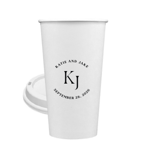 Embrace the essence of matrimonial elegance with the Nuptial Arch Initials Cup, featuring the couple's names and wedding date in a minimal and pristine design, arched gracefully over their shared initials. Cheers to this chic wedding day decor.