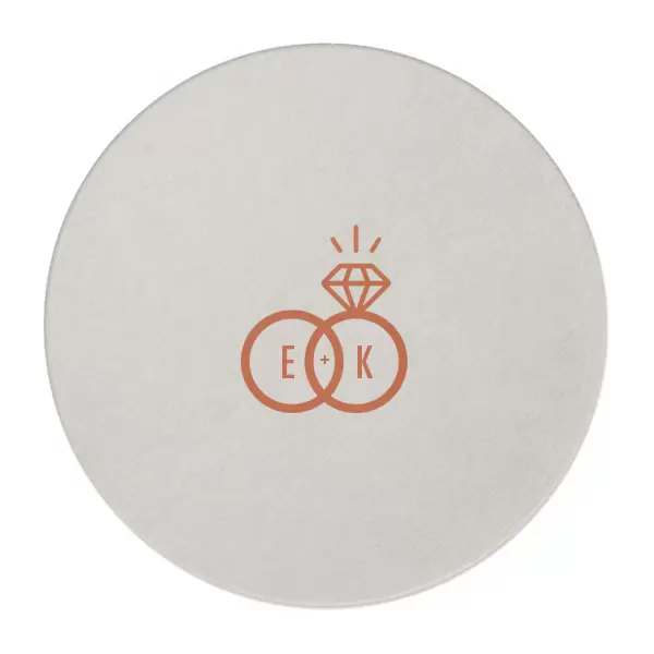 wedding rings coaster in trendy copper foil