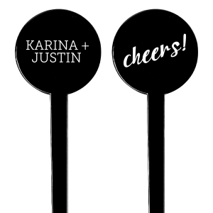 Enhance your signature drinks with the Cheers Stir Stick, a personalized touch for any celebration. One side boasts the couple's names in bold, all-caps lettering, while the other side features "Cheers!" in a lively, festive script, perfectly capturing the joyous spirit of toasting to love and happiness.
