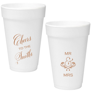 Celebrate the newlyweds with the Fancy Cheers Wedding Cup. Featuring a flourished script "Cheers" and elegant floral details, this design perfectly announces the union of Mr. and Mrs. in style. Raise a glass to love and elegance!