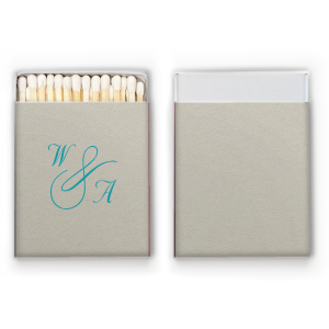Strike a spark of unity with the Ampersand Initial Matchbox, where a lavish, swirling ampersand joins the couple's initials in elegant harmony. This design makes a sophisticated statement, symbolizing togetherness with artistic flair.