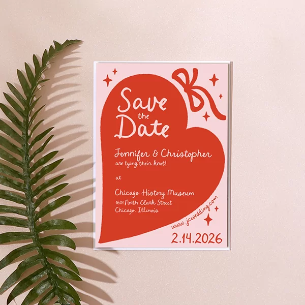 Hand-drawn Heart & Bow Invitation