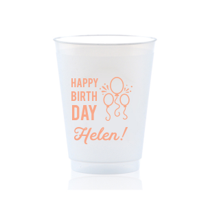 Our personalized Matte Light Coral Ink 12 oz Frosted Plastic Cup has a Balloons graphic and is good for use in Kid Birthday, and Adult Birthday themed parties and will make your guests swoon. Personalize your party's theme today.