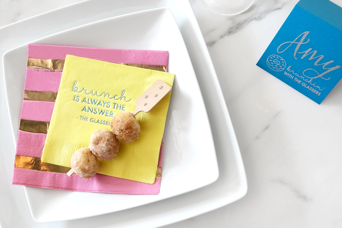 brunch is always the answer cocktail napkin with donut kebobs