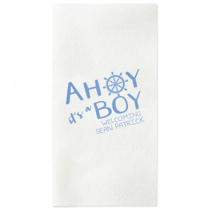ForYourParty's personalized Dark Turquoise Linen Like Cocktail Napkin with Matte Sunflower Foil has a Nautical graphic and is good for use in Beach/Nautical themed Baby Shower and Sip and See parties and will impress guests like no other. Make this party unforgettable.